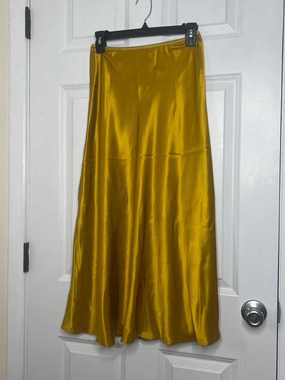 Zara Satin Midi Skirt in Mustard Yellow - Picture 2 of 5